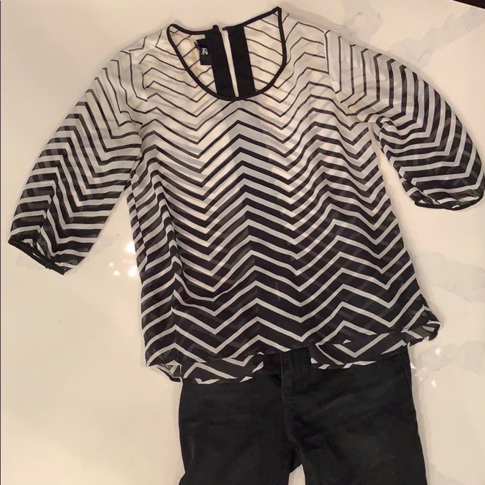 Black and White Blouse